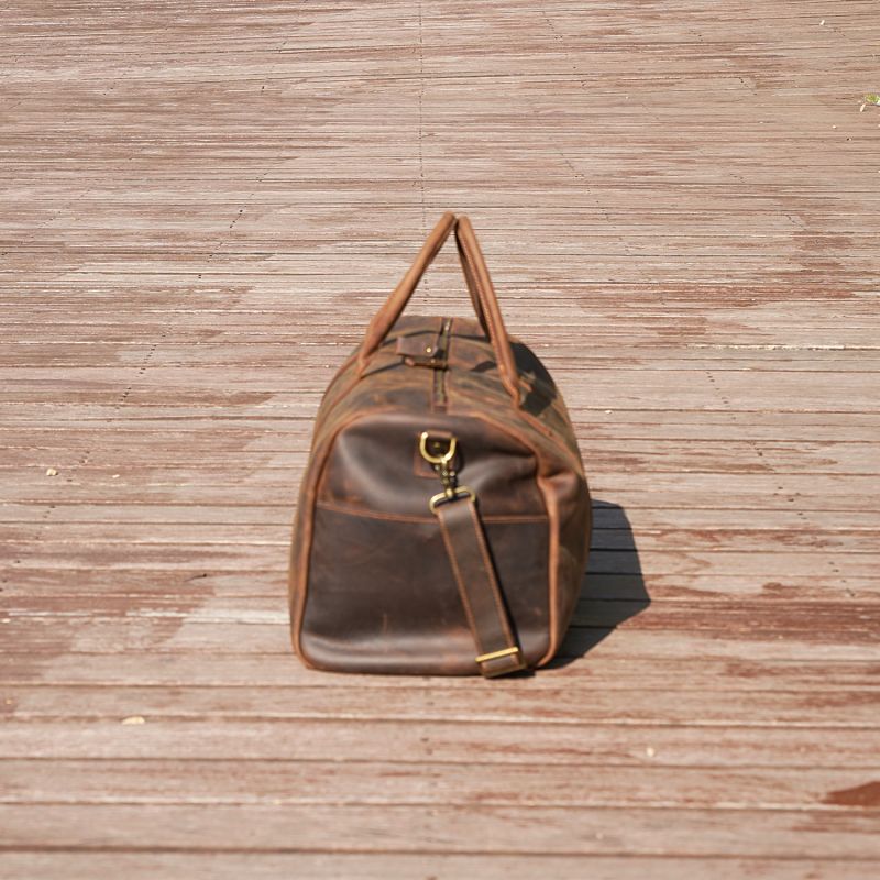 Genuine Leather Holdall - Light Brown image