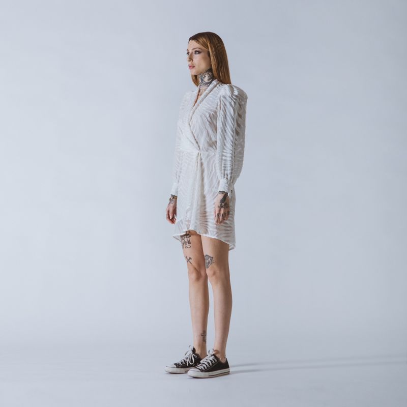 Suzi Short White Devoré-Velvet Dress image