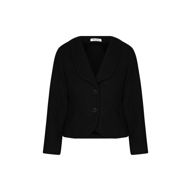 Black Wool Blazer With Two Buttons image