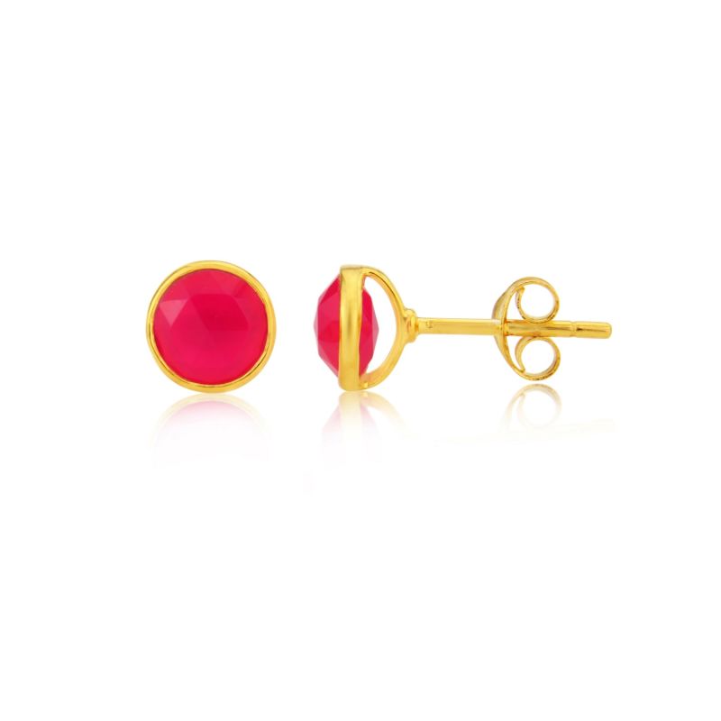 Savanne Gold Vermeil & Fuchsia Pink Chalcedony Stud Earrings image