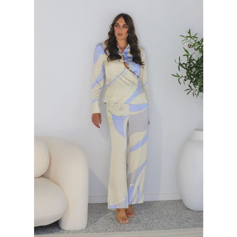 Blue And Cream Retro Pants Suit - Grace image