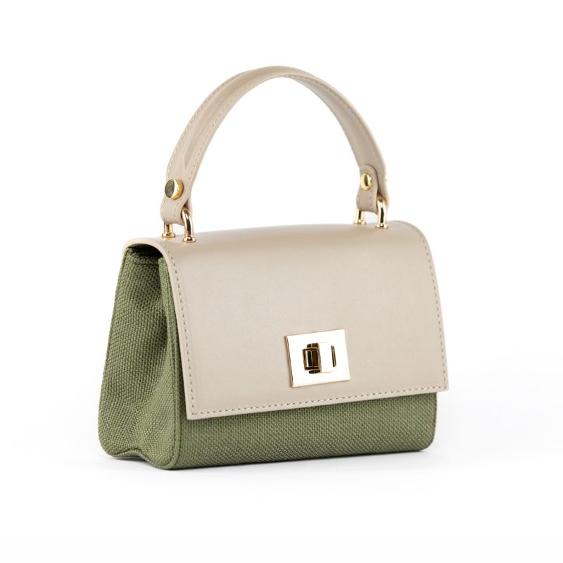 Green Canvas & Beige Calfskin LILI Bag image