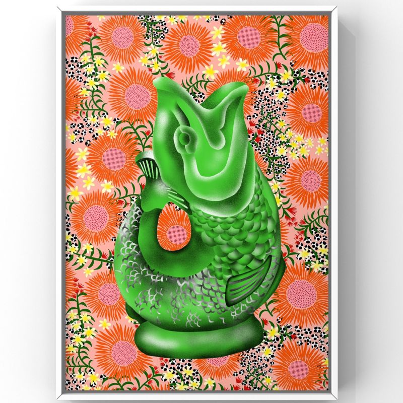 Green Glug Jug Fish A3 Art Print image