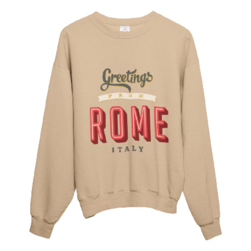 "Greetings From Rome" Oversized Unisex Sweatshirt - Beige image