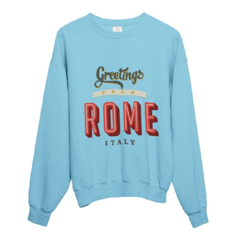 "Greetings From Rome" Oversized Unisex Sweatshirt - Blue image