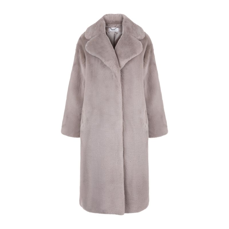 Grey faux sale fur longline coat