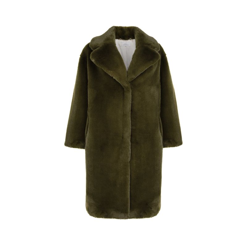 Plus Size Green Luxe Faux Fur Coat