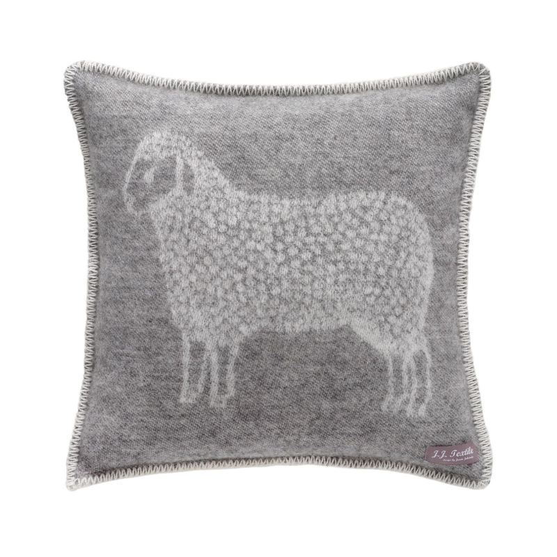 Grey Dot Sheep Wool Cushion image