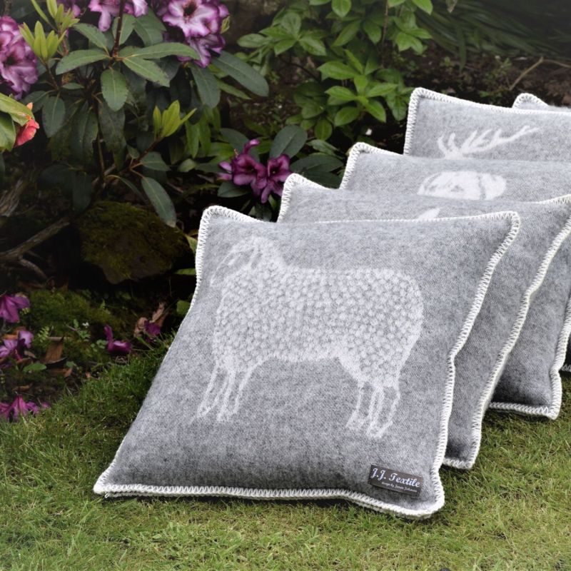 Grey Dot Sheep Wool Cushion image