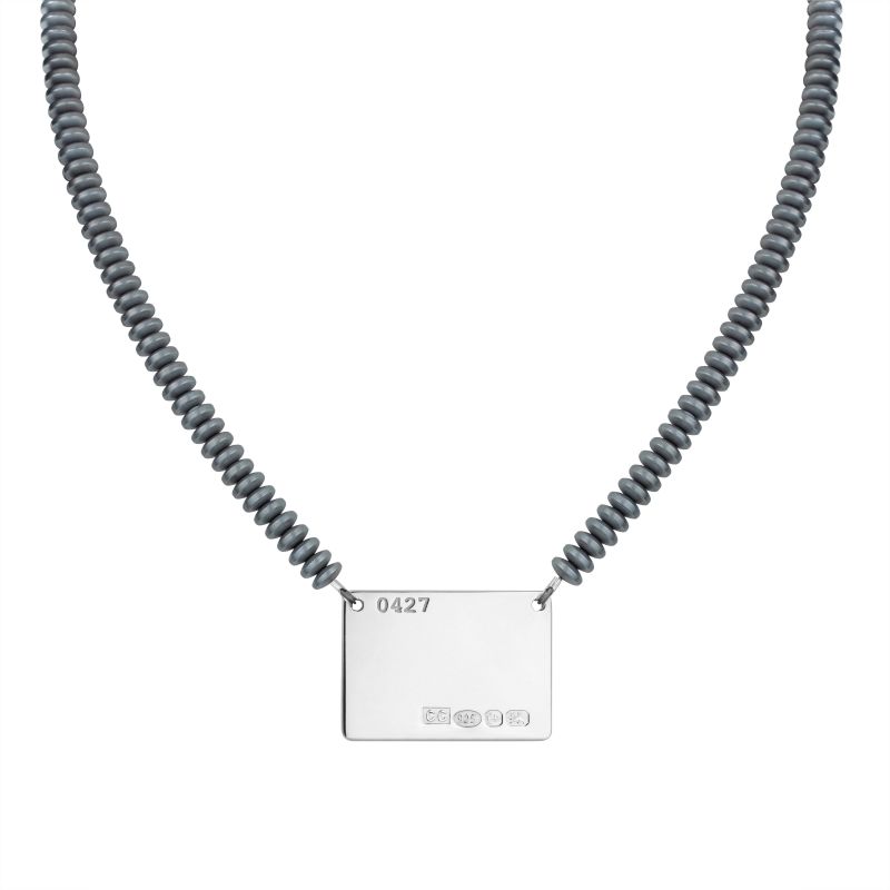 Grey Hematite Tag Necklace image