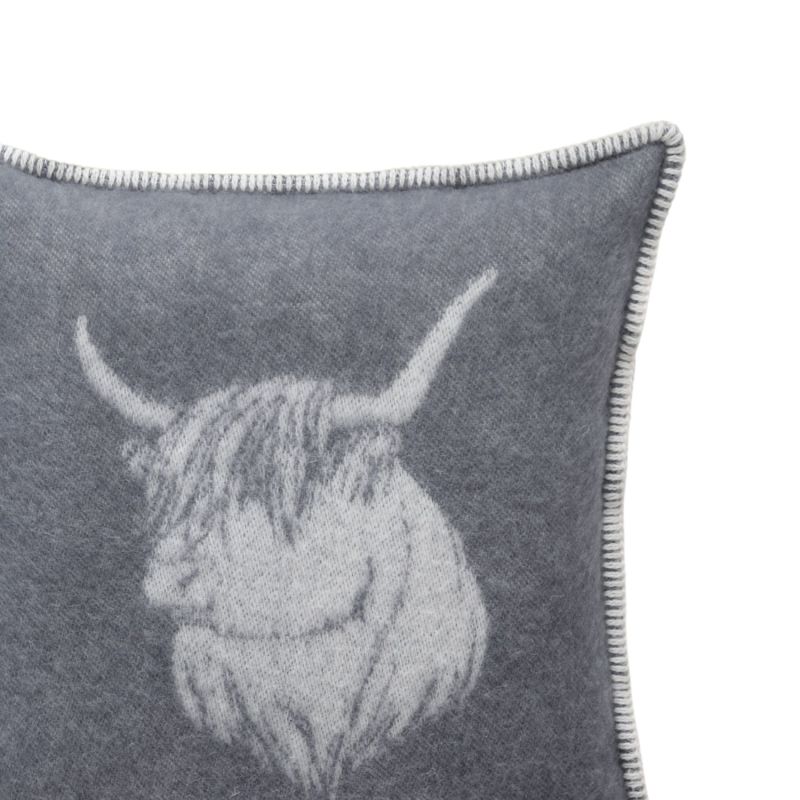 Grey Highland Cow Wool Cushion image