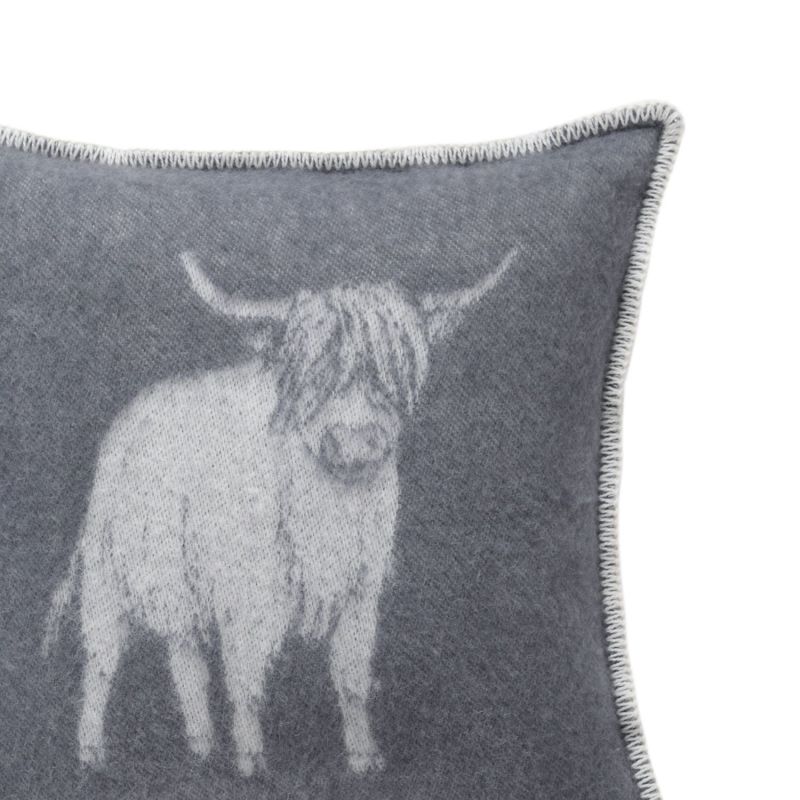 Grey Highland Cow Wool Cushion image