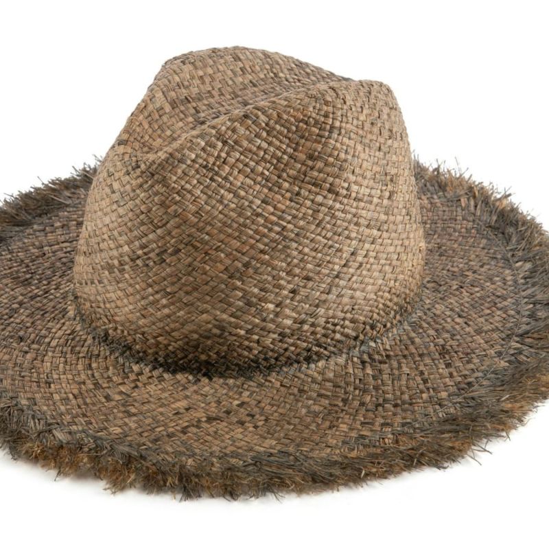 Grey Straw Fedora Hat image