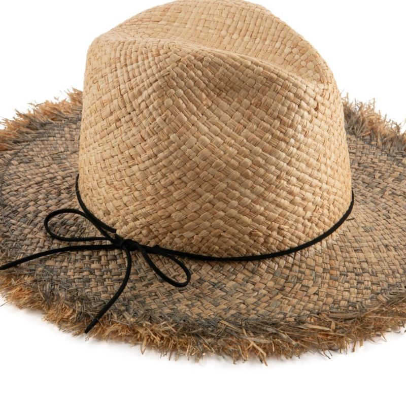 Grey Summer Straw Fedora Hat image