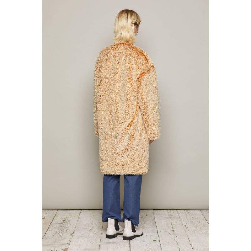 Anja Faux Fur Coat Mustard image