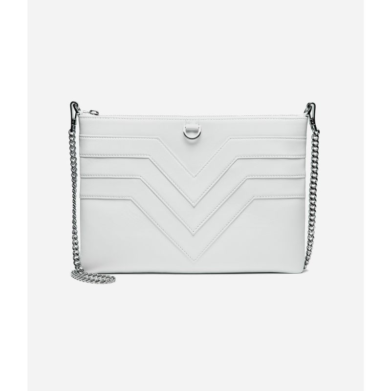 Silver Leather Chevron Flat Zip image