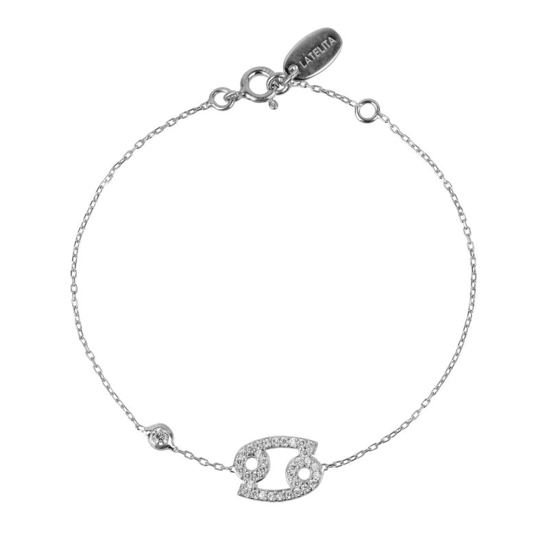 Zodiac Horoscope Star Sign Bracelet Cancer Silver image