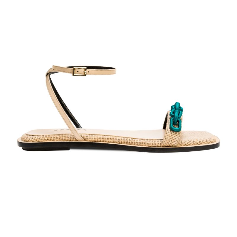 Catena Notte Natural & Aqua Ankle Cross Flat Sandal image