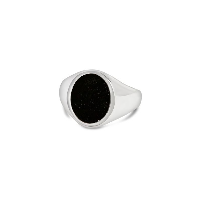 Black Onyx Signet Ring - Black, Silver, LOUPN