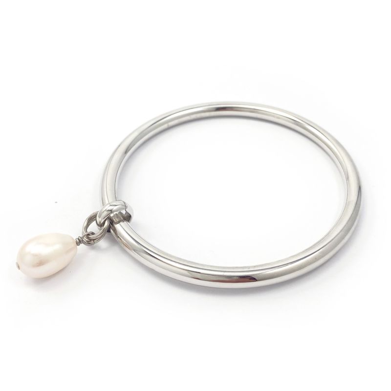 Pearl Drop Bangle Silver image