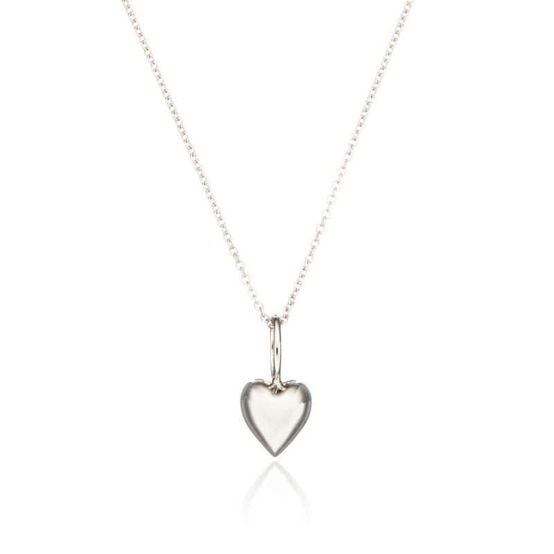 Solid Sterling Silver Heart Charm Necklace image