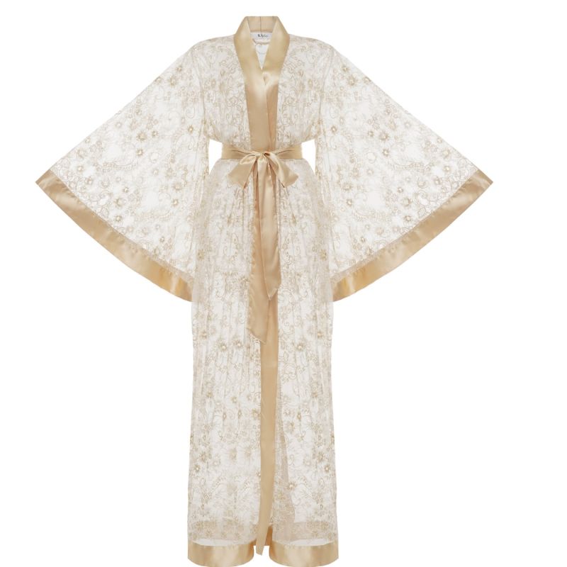Long Lace Sheer Kimono Robe Dressing Gown Multicolour KÂfemme