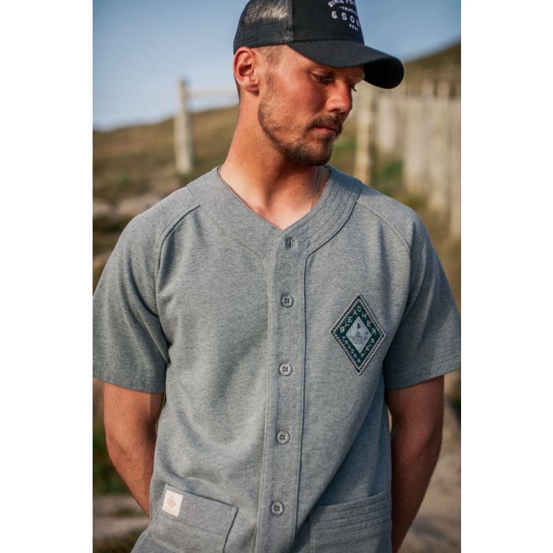 Men's &SONS Bleacher Baseball Shirt Grey Marl | Small | &SONS Trading Co