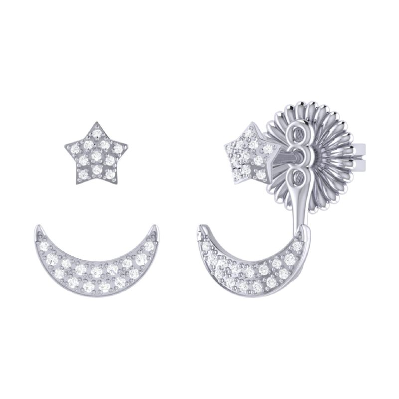Starlit Crescent Stud Earrings In Sterling Silver image