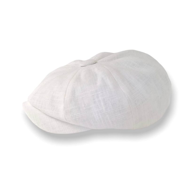 Alberts Beach Bakerboy Hat In White Washed Linen image