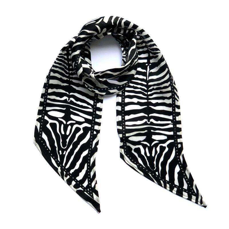 Zebra Silk Neck Scarf Black & White image