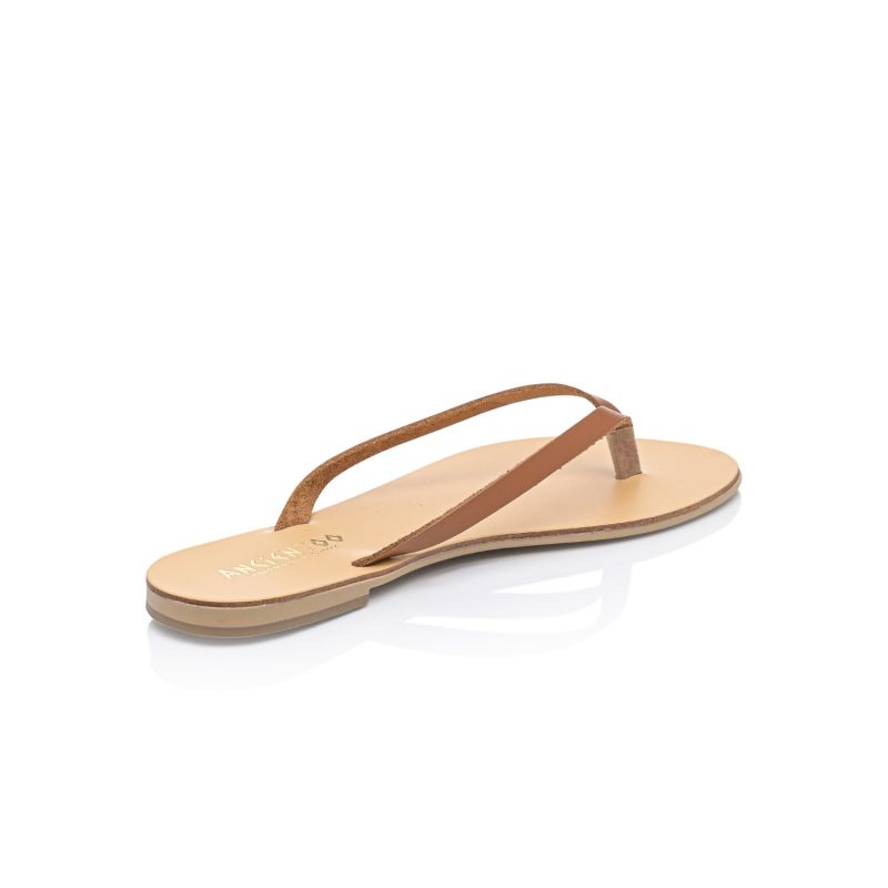 Achelois Tan Handcrafted Leather Flip Flop Sandal for Women image