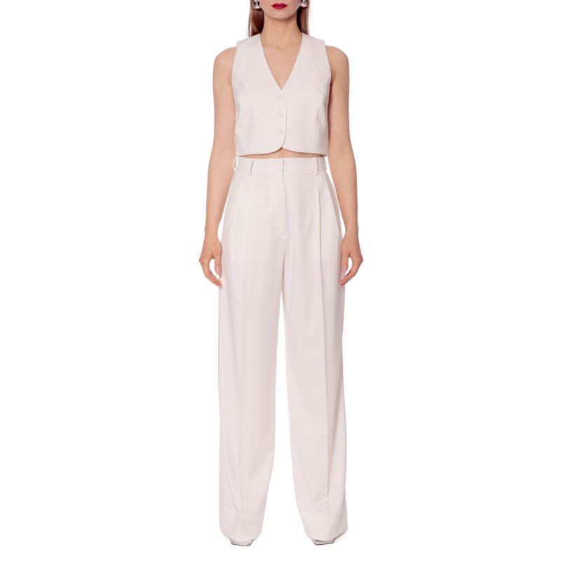 Gwen Aesthetic White High Waisted Wide Trousers image