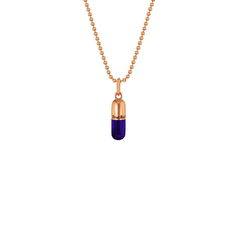 Purple Enamel & Rose Gold Plated Small Pill Pendant image