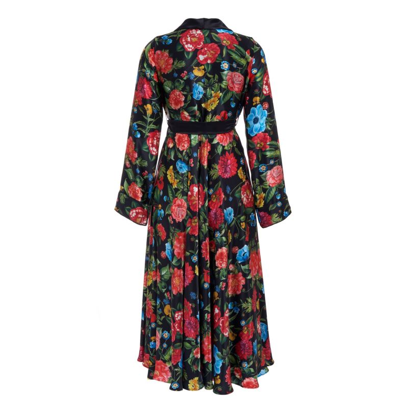 Silk Dressing Gown With Floral Motif Sofia Tsereteli Wolf & Badger