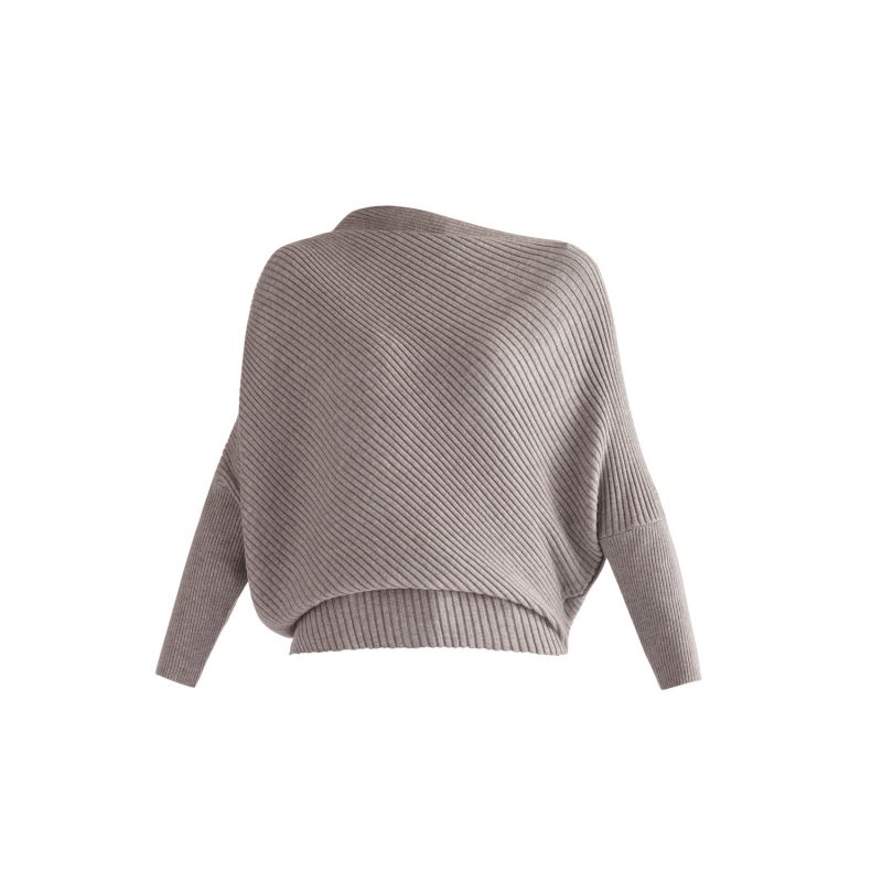 Draped Knitted Jumper In Grey | PAISIE | Wolf & Badger