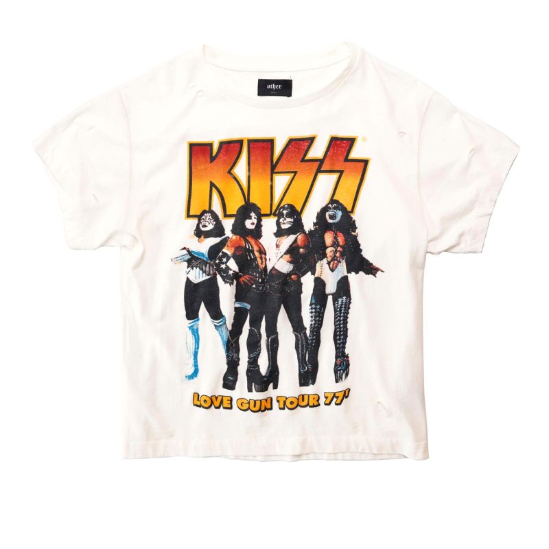 Kiss - Love Gun Seventy Seven - Vintage Band T-Shirt - White Blonde image