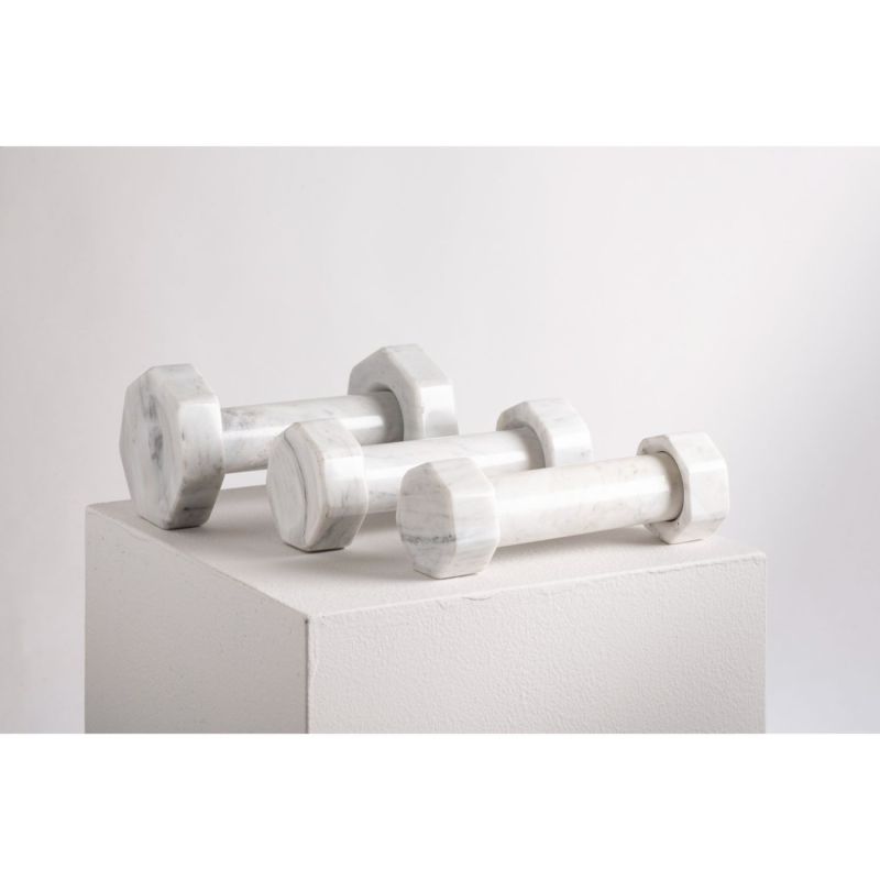 Gym Dumbbells 1.5 Kilo Piece - White Marble image