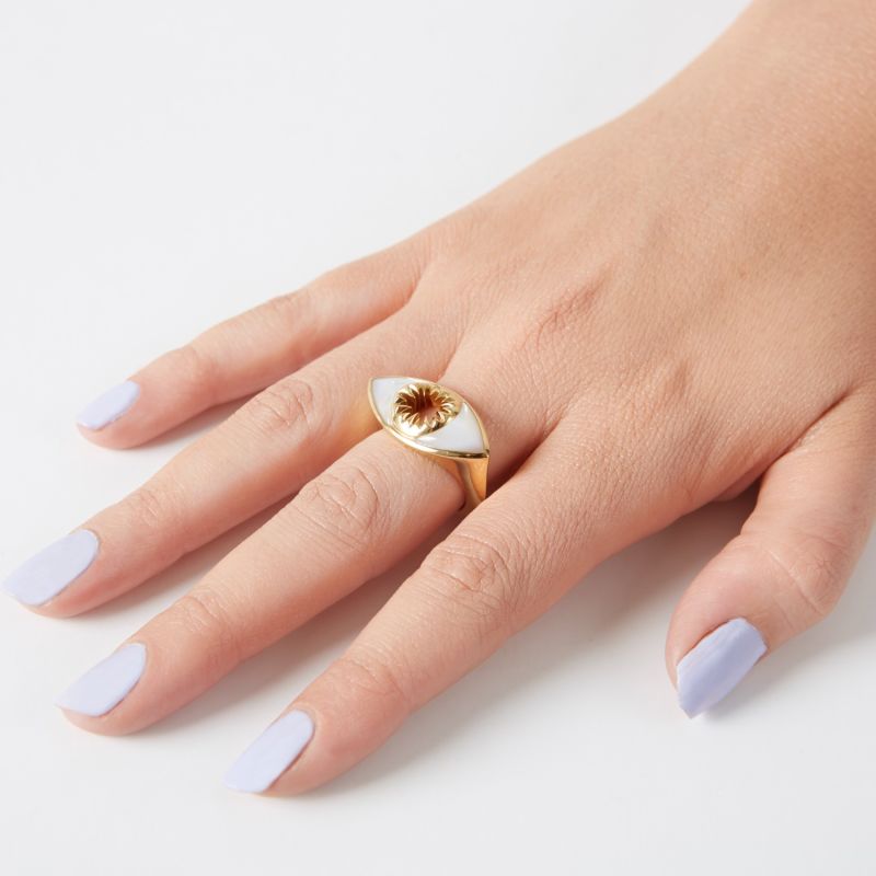 'I On You' Mother Of Pearl Ring Gold image