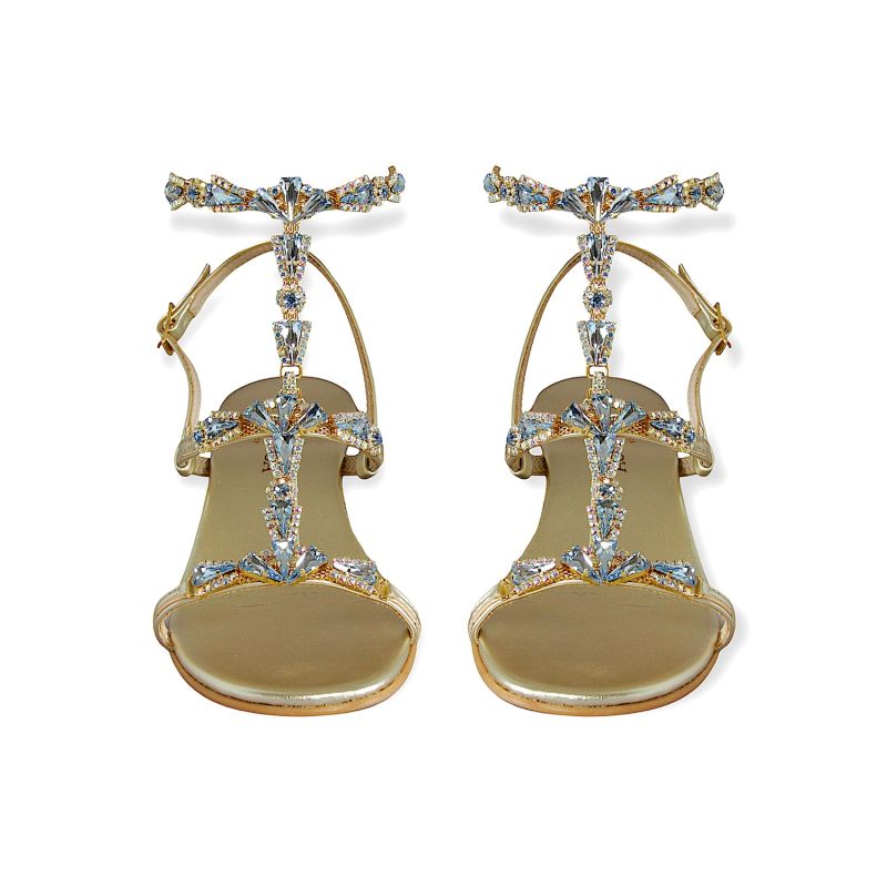 Venezia Vegan Sandals Embellished With Aquamarine Crystals image