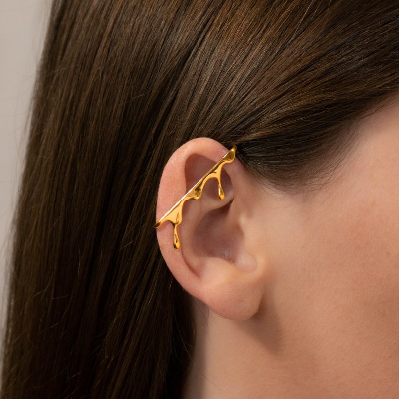 Dripping Gold Vermeil Ear Bar Cuff image