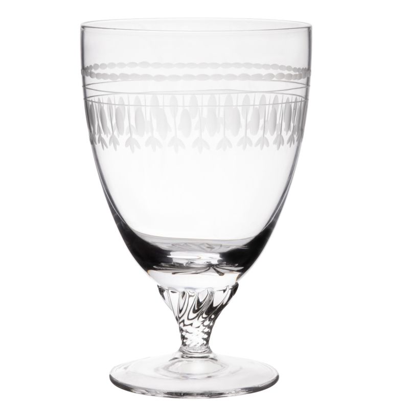 Six Hand-Engraved Crystal Bistro Wine Glasses With Ovals Design image