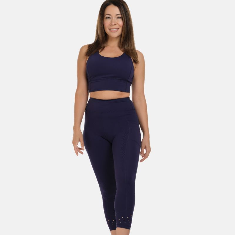 High Rise Laser 7/8 Navy Leggings image