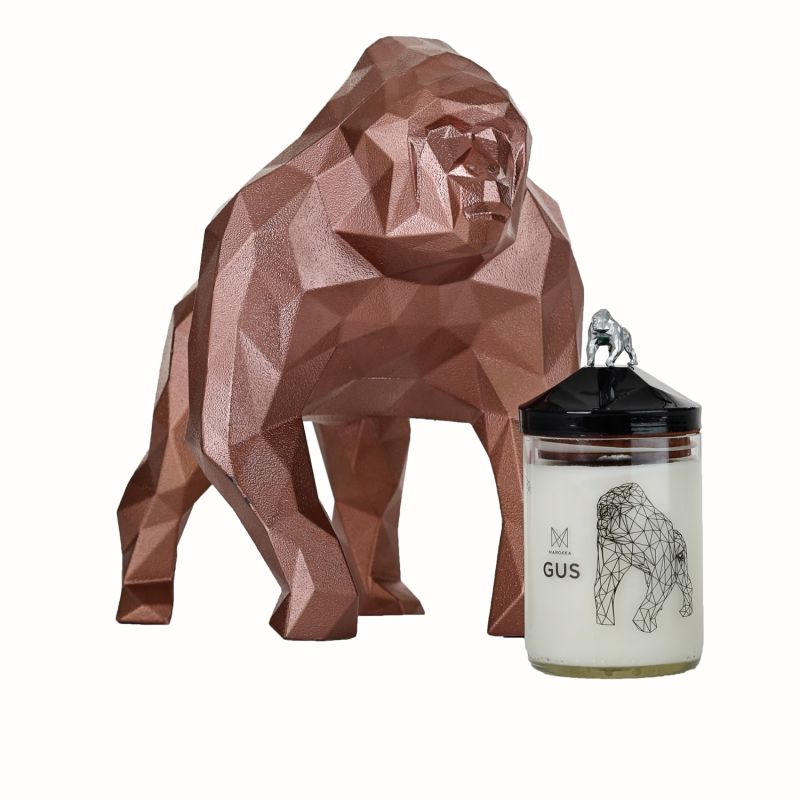 Handmade Natural Wax Candle - Gorilla Design With White Lid image