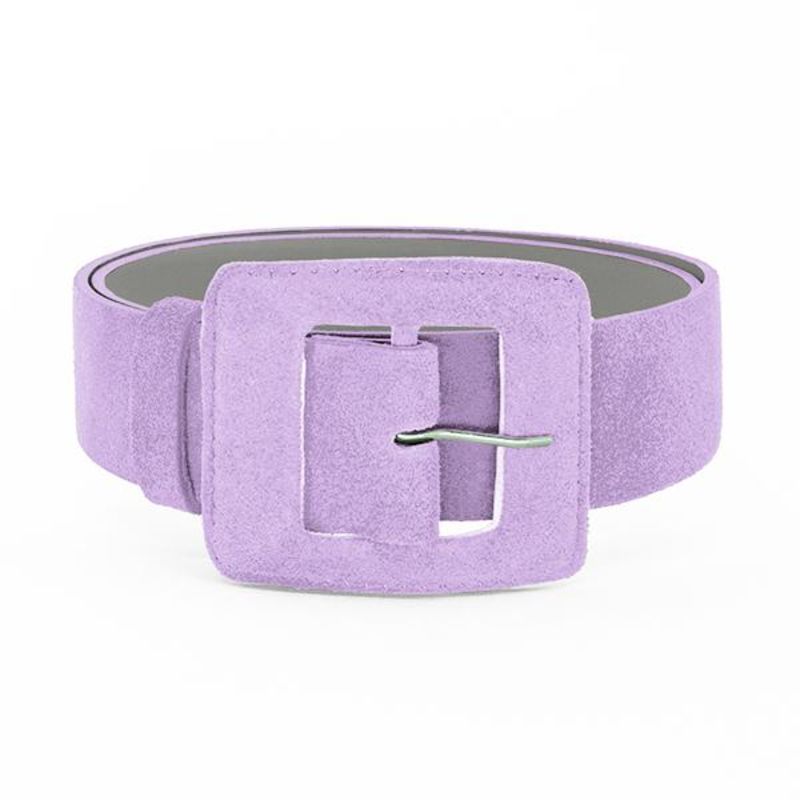 Suede Square Buckle Belt - Lavender image