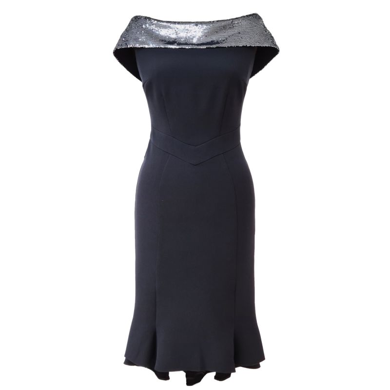 Sweet Pea Black Dress And Silver Sequins Collar image