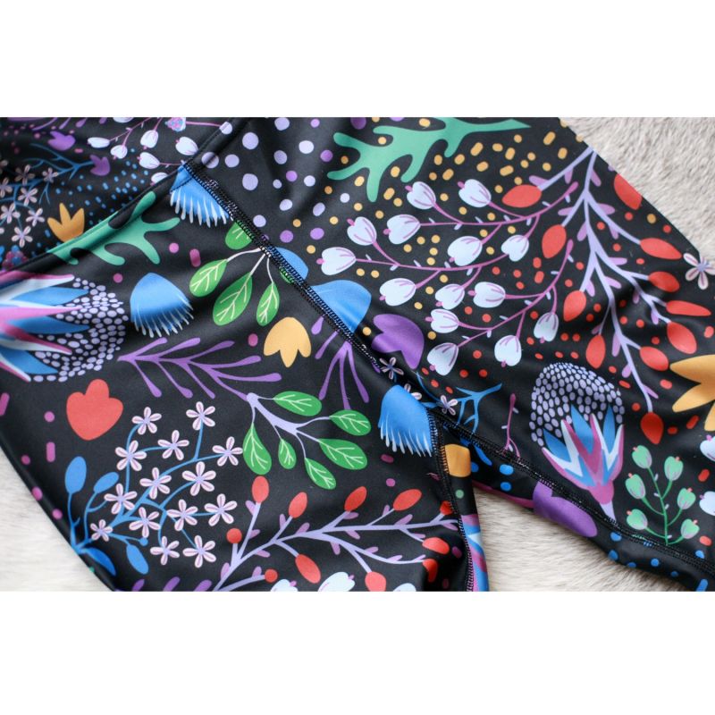 High Waist Yoga Leggings In Night Dreaming Of Garden image