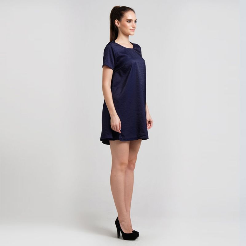 Pascale Cowl Back Short Dress In Prussian image