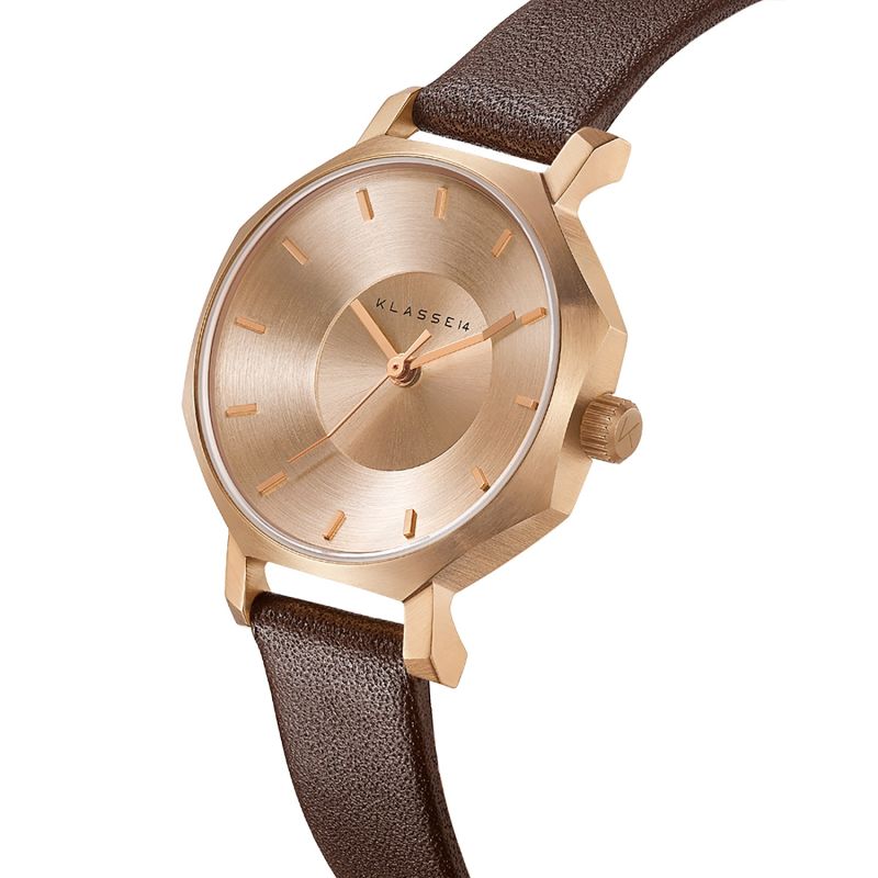 Okto Rose Gold Brown Leather 28Mm image