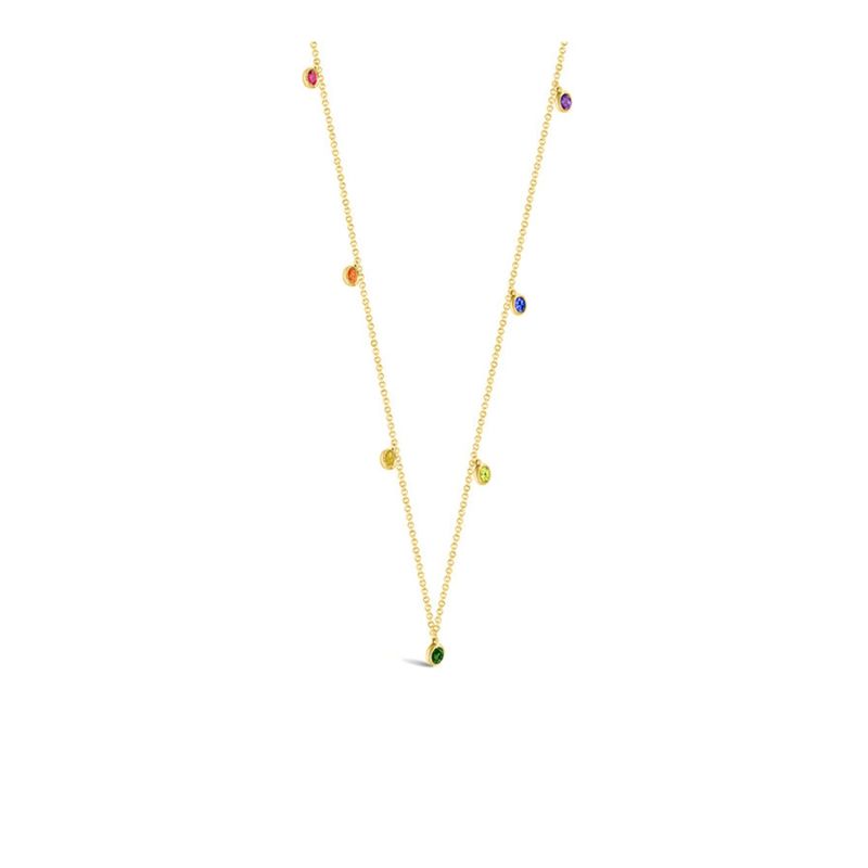 18K Yellow Gold Raindow Color Gemstone Necklace / Choker image