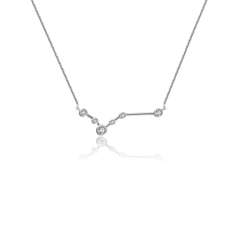 Pisces Zodiac Constellation Necklace 18K White Gold & Diamond image